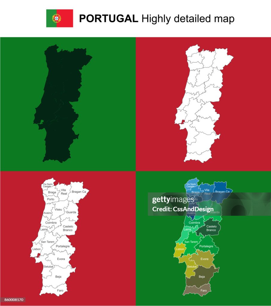 Portugal Mapa Político Altamente Detallada Del Vector Con Las Regiones  Provincias Y Capitales Todos Los Elementos Están Separados En Capas  Editables Eps 10 Ilustración de stock - Getty Images
