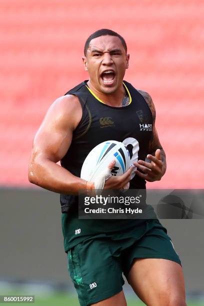 Tyson Frizell during an Australian Kangaroos Rugby League World Cup training session at Suncorp Stadium on October 11, 2017 in Brisbane, Australia.