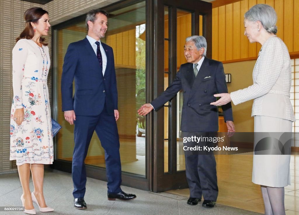 Denmark's crown prince, princess visit Imperial Palace in Tokyo