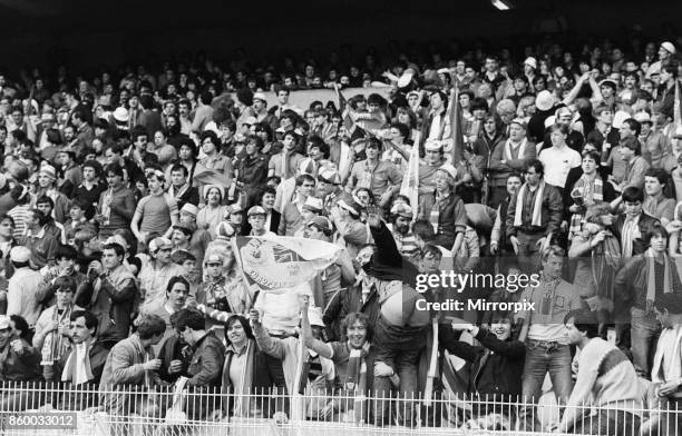 European Cup Final at the Parc Des Princes in Paris, France, Liverpool 1 v Real Madrid 0, Liverpool fans cheer on their team in the stadium during...