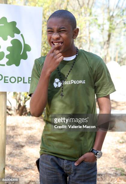 Actor Justin Martin attends a tree planting event hosted by EMA and TreePeople in honor of the Oscar Awards on April 16, 2009 in Beverly Hills,...
