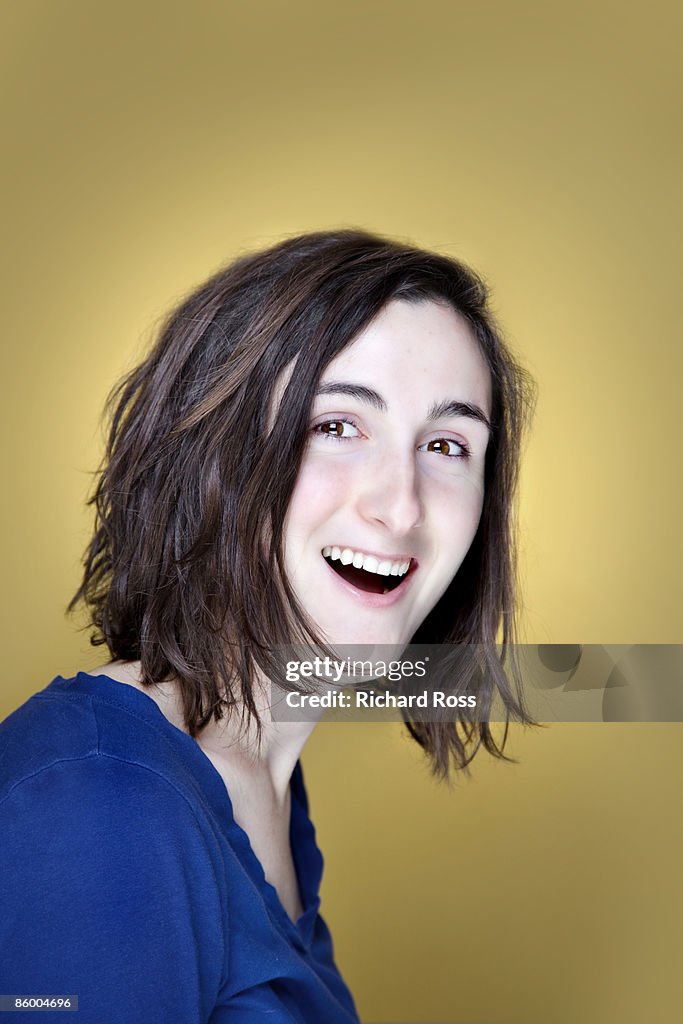Young woman with her mouth open in surprise