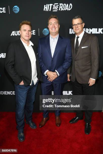 David Guillod, Bart Peters and Mark Burg attend the AT&T AUDIENCE Network Premieres "Loudermilk" And "Hit The Road" on October 10, 2017 in Los...