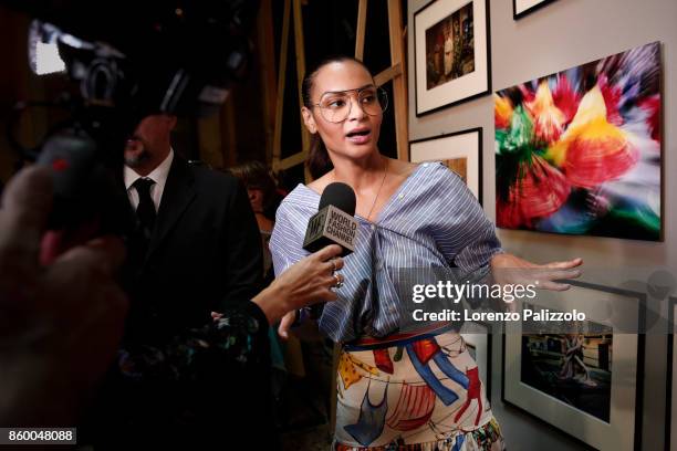 Model is seen backstage ahead of the Stella Jean show during Milan Fashion Week Spring/Summer 2018on September 24, 2017 in Milan, Italy.