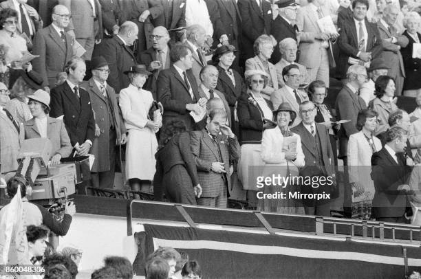 Watford chairman Elton John in tears as the cup final crowd at Wembley sing "Abide With Me" before kick off. Pictured watching the 1984 FA Cup Final...