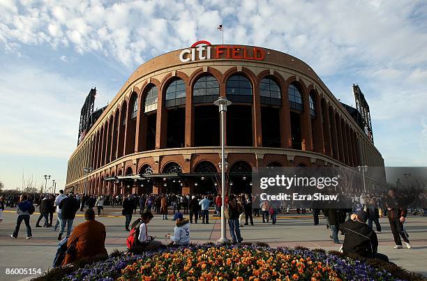 An exterior view of Citi Field before the New York Mets played the San Diego Padres on April 15, 2009 in the Flushing neighborhood of the Queens...
