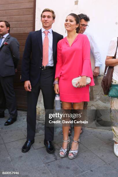 Cayetana Rivera looks on during Sibi Montes And Alvaro Sanchis Wedding at Parroquia Santa Ana on October 7, 2017 in Seville, Spain.