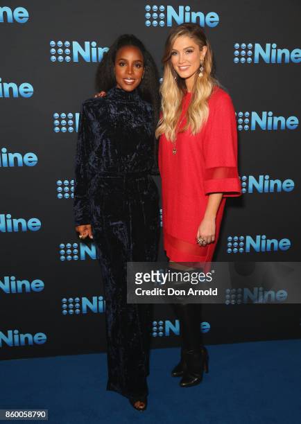Kelly Rowland and Delta Goodrem pose during the Channel Nine Upfronts 2018 event on October 11, 2017 in Sydney, Australia.