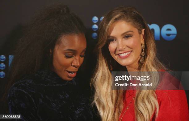 Kelly Rowland and Delta Goodrem pose during the Channel Nine Upfronts 2018 event on October 11, 2017 in Sydney, Australia.