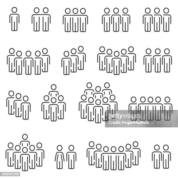illustrazioni stock, clip art, cartoni animati e icone di tendenza di set di icone persone - folla