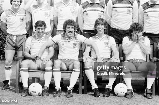 England Football Team Squad for 1982 World Cup Finals, Press Day, Tuesday 8th June 1982. Our Picture Shows Steve Coppell , Kenny Sansom, Terry...