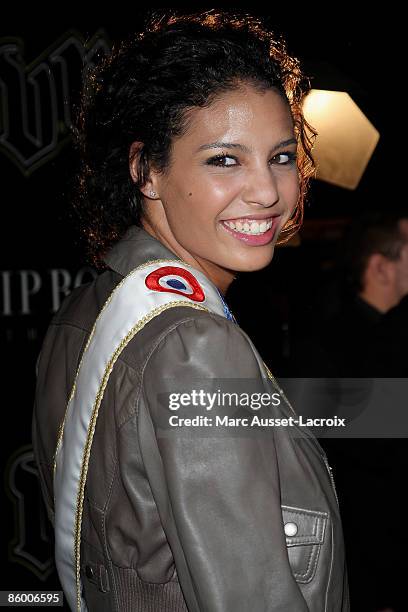 Miss France 2009, Chloe Mortaud attends "Radio" launch of Pascal Obispo in VIP Room Theatre on April 16, 2009 in Paris, France.