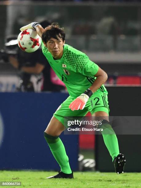 Masaaki Higashiguchi of Japan in action during the international friendly match between Japan and Haiti at Nissan Stadium on October 10, 2017 in...