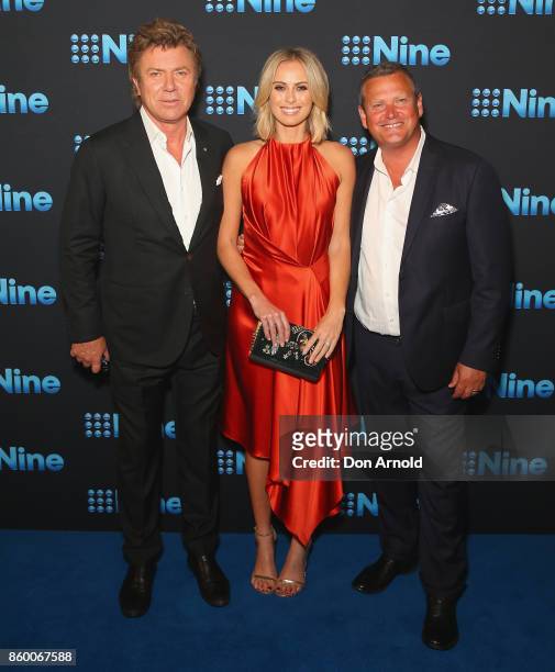 Richard Wilkins,Sylvia Jeffreys and Scott Cam pose during the Channel Nine Upfronts 2018 event on October 11, 2017 in Sydney, Australia.