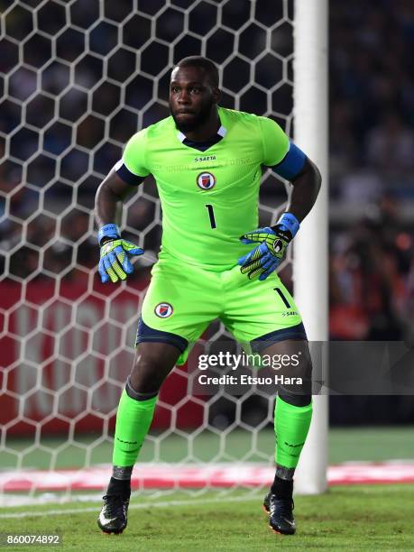 Johny Placide of Haiti in action during the international friendly match between Japan and Haiti at Nissan Stadium on October 10, 2017 in Yokohama,...