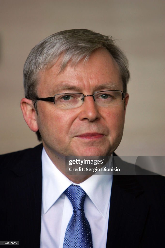 Kevin Rudd 2009 Australian Prime Minister the Hon. Kevin Rudd MP looks on during the ...