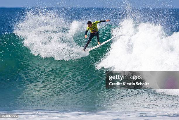 World No. 1 Joel Parkinson of Australia surfs during the Final of the Rip Curl Pro winning the heat over local wildcard surfer Adam Robertson to...