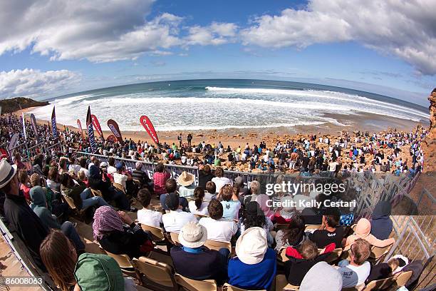 Massive crowd turned out for the final day of the Rip Curl Pro on April 17, 2009 in Bells Beach, Australia. All were cheering as their local favorite...