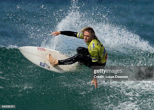 Adam Robertson of Australia surfs in the Semi Final of the Rip Curl Pro on April 17, 2009 in Bells Beach, Australia.