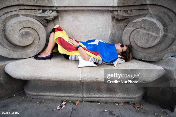 On Dec 10th 2017, the Catalan president Carles Puigdemont gives a speech in the Catalan parliament in Barcelona.In the streets surrounding the...