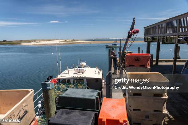 fishing boat scene in cape cod - cape cod bay stock pictures, royalty-free photos & images