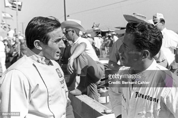 Jackie Stewart, Mario Andretti, Los Angeles Times Grand Prix - Riverside 200 Miles, Riverside, October 31, 1965. Two future World Champions, Jackie...