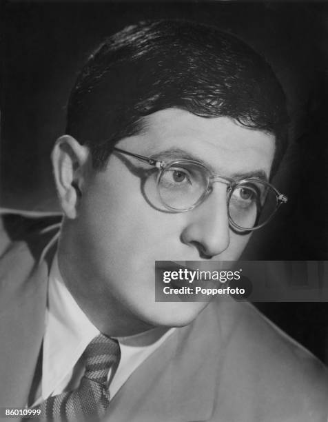 American film score composer Bernard Herrmann , conductor of the Columbia Broadcasting System Symphony Orchestra, circa 1935.