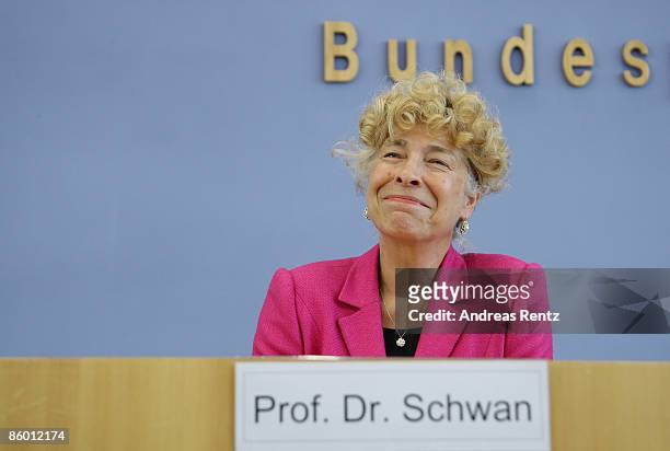Gesine Schwan, German presidential candidate of the German Social Democrats speaks during a press conference on financial crisis on April 17, 2009 in...