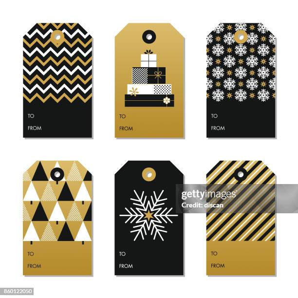 collection of new year and christmas gift tags. - snow background texture stock illustrations