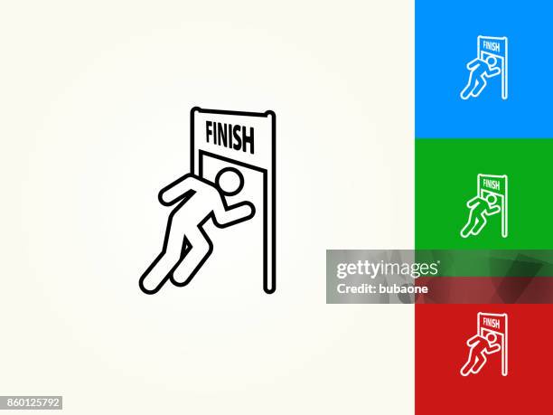 stockillustraties, clipart, cartoons en iconen met lopende finishlijn zwarte streek lineaire pictogram - finish line