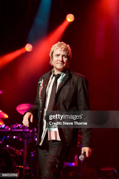 Simon Le Bon of Duran Duran performing live at the National Indoor Arena, Birmingham, UK on July 07 2008.