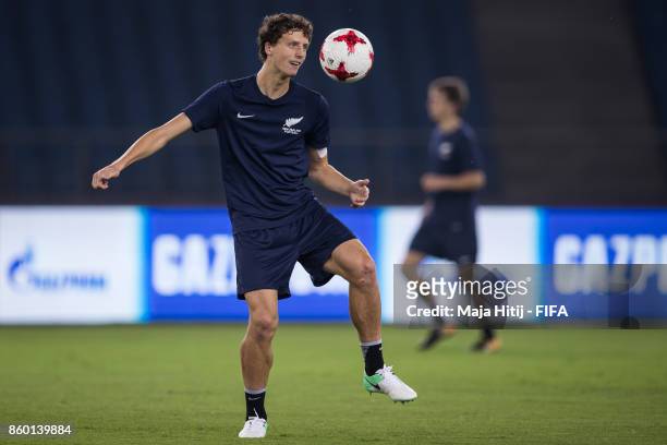 Joshua Rogerson of New Zealand controls the ball during the training ahead of the FIFA U-17 World Cup India 2017 tournament at Jawaharlal Nehru...