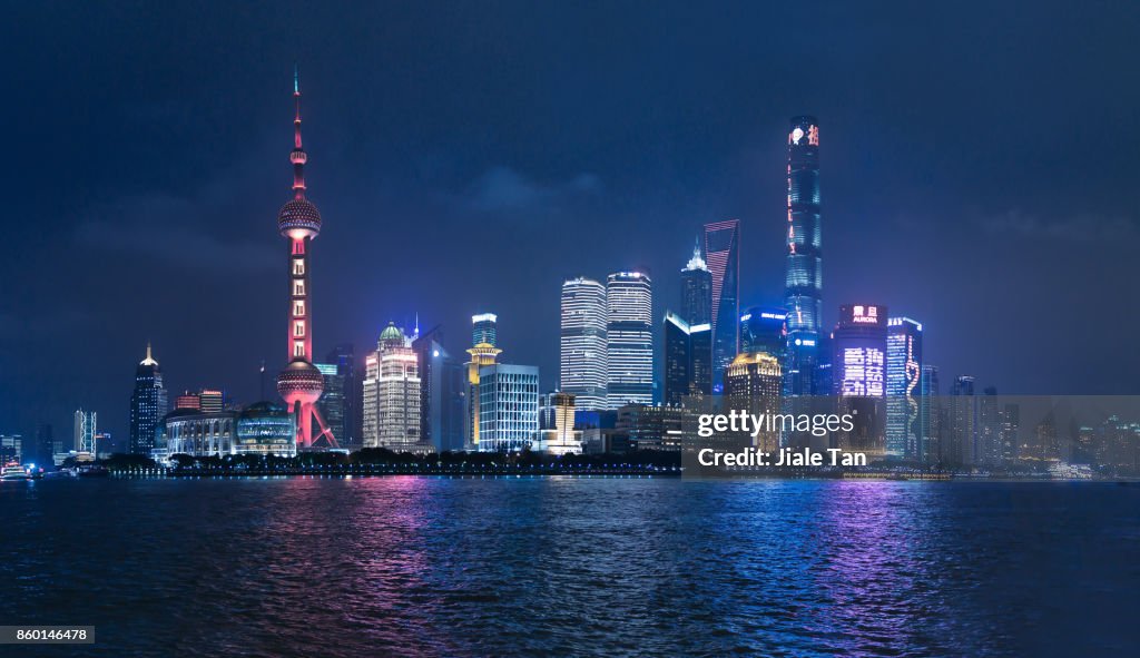 Shanghai CBD Skyline At Night