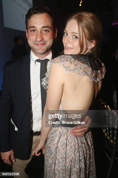 Teddy Bergman and girlfriend Anna Baryshnikov pose at the opening night after party for "Time and The Conways" on Broadway at ESpace on October 10,...