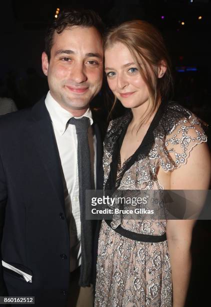 Teddy Bergman and girlfriend Anna Baryshnikov pose at the opening night after party for "Time and The Conways" on Broadway at ESpace on October 10,...
