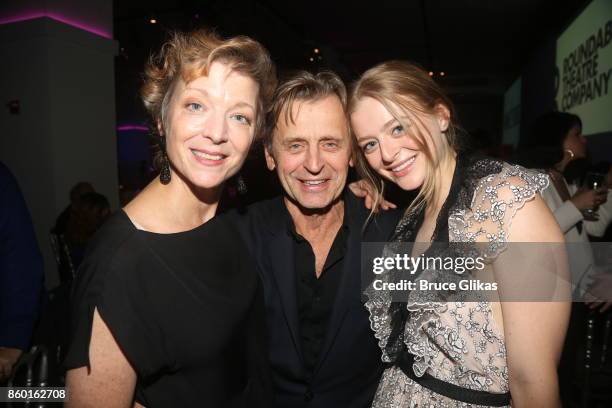 Lisa Rinehart, husband Mikhail Baryshnikov and daughter Anna Baryshnikov pose at the opening night after party for "Time and The Conways" on Broadway...