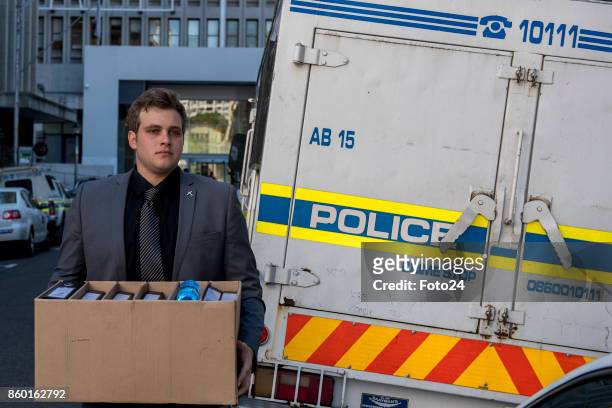 Murder accused Henri van Breda is seen outside the Western Cape High Court during his trial on October 10, 2017 in Cape Town, South Africa. Van...