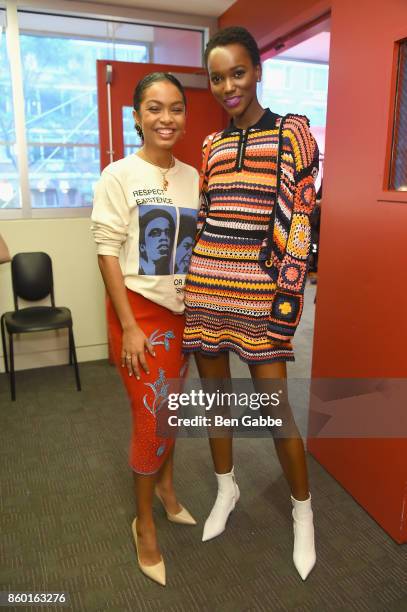 Actress Yara Shadidi and model Herieth Paul attend Glamour's "The Girl Project" on the International Day of the Girl on October 11, 2017 in New York...