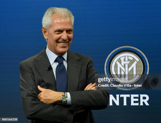 Pirelli Marco Tronchetti Provera gives an interview at Suning Training Center at Appiano Gentile on October 11, 2017 in Como, Italy.