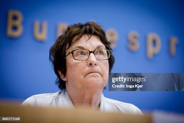 Brigitte Zypries, German Minister for Economics and Energy, is pictured in a press conference on October 11, 2017 in Berlin, Germany.