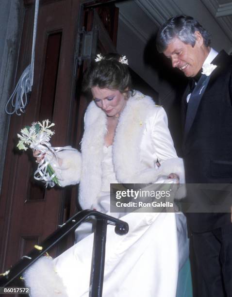 Governor John Y. Brown, Jr. And Phyllis George exit chuch after their wedding ceremony on March 17, 1979 at the Marble Collegiate Church in New York...