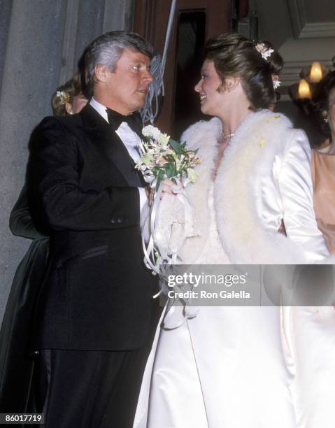 Governor John Y. Brown, Jr. And Phyllis George exit chuch after their wedding ceremony on March 17, 1979 at the Marble Collegiate Church in New York...