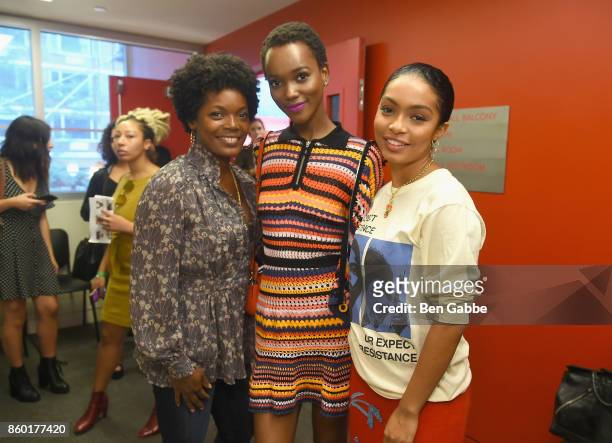 Keri Shahidi, model Herieth Paul and actress Yara Shahidi attend Glamour's "The Girl Project" on the International Day of the Girl on October 11,...