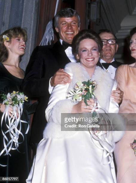 Governor John Y. Brown, Jr. And Phyllis George exit chuch after their wedding ceremony on March 17, 1979 at the Marble Collegiate Church in New York...