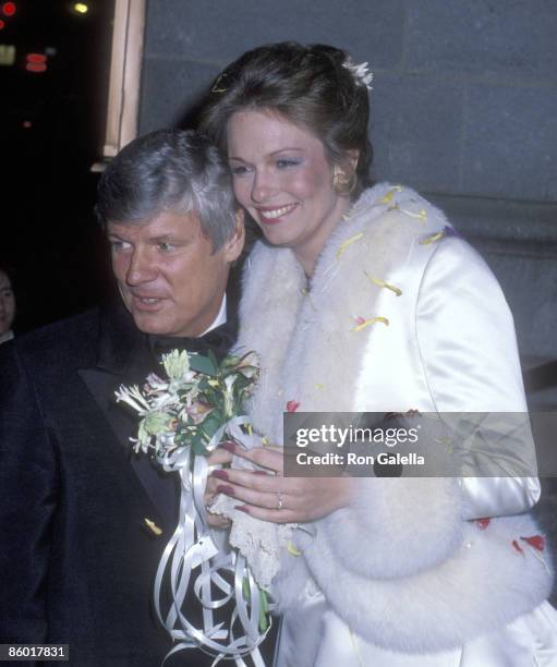 Governor John Y. Brown, Jr. And Phyllis George exit chuch after their wedding ceremony on March 17, 1979 at the Marble Collegiate Church in New York...