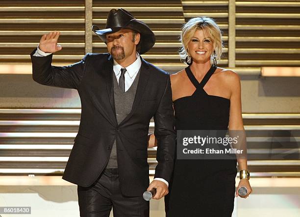 Singers Tim McGraw and his wife Faith Hill open the Academy of Country Music's Artist of the Decade show honoring George Strait at the MGM Grand...