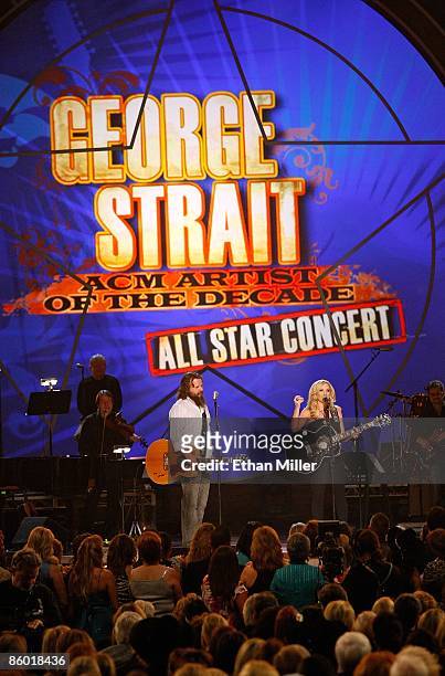 Music artists Jamey Johnson and Lee Ann Womack perform during the Academy of Country Music's Artist of the Decade show honoring George Strait at the...