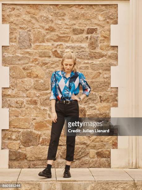 Actress Sophie Simnett is photographed for Self Assignment on September 30, 2017 in Dinard, France.