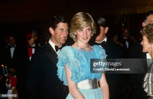 Diana, Princess of Wales and Prince Charles at a gala charity dinner and dance at the Wentworth Hotel in Sydney, during their tour of Australia, 28th...