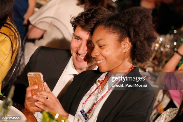 Canadian Prime Minister Justin Trudeau greets student guests at the Fortune Most Powerful Women Summit - Day 2 on October 10, 2017 in Washington, DC.